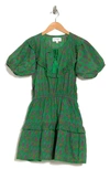 Maisie Elastic Waist Mini Dress In Green Combo