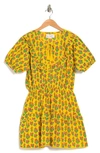 Maisie Elastic Waist Mini Dress In Yellow Combo