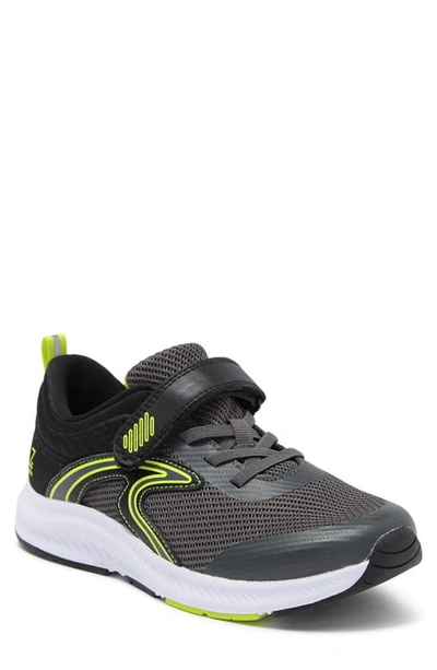 Z By Zella Kids' Gym Class Hook-and-loop Sneaker In Grey Charcoal- Green Lime