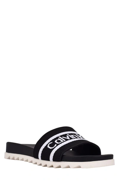Calvin Klein Women's Canina Logo Pool Slide Sandals Women's Shoes In Black 001