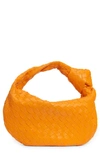 Bottega Veneta Mini Jodie Leather Hobo In Tangerine-gold