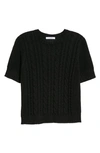 Max Mara Cable Knit Short Sleeve Sweater In Nero