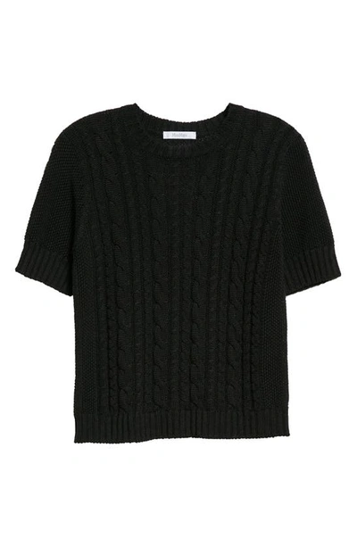 Max Mara Cable Knit Short Sleeve Sweater In Nero