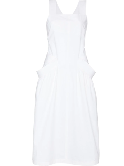 Low Classic Apron-style Midi Dress In White