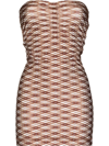 Knwls Skinn Argyle-print Strapless Mini Dress In Braun
