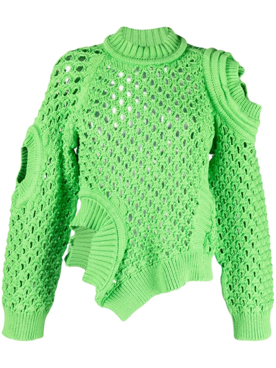 Stella Mccartney Oversized Textured Mesh Jumper In Green Fluo
