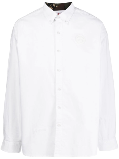 Aape By A Bathing Ape Logo-patch Button-up Shirt In Weiss