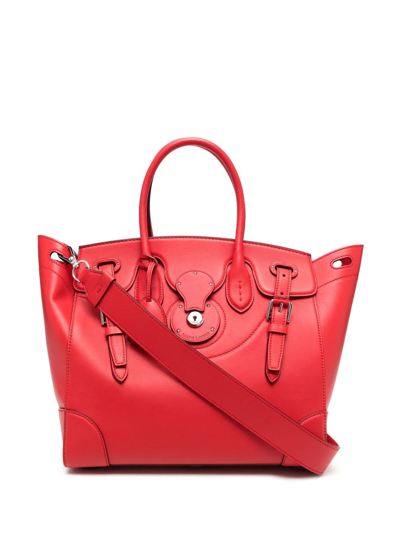 Polo Ralph Lauren Buckle-fastening Panelled Tote Bag In Rot