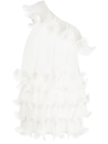 Milly Blakely One-shoulder Tiered Ruffle Minidress In White