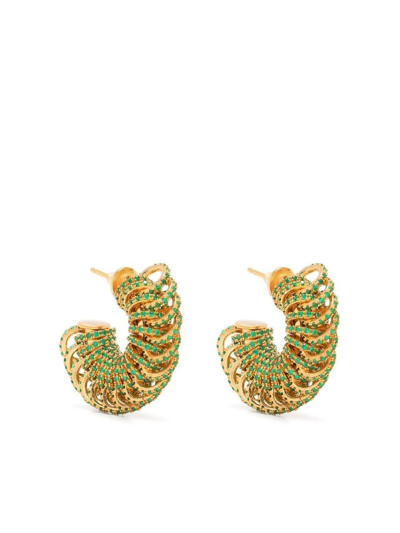 Bottega Veneta Crystal-embellished Hoop Earrings In Gold