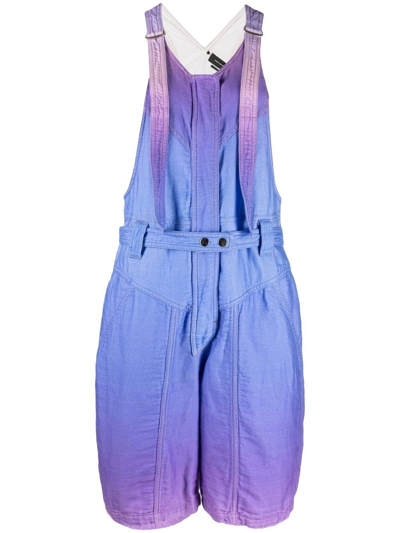 Isabel Marant Kailatd Ombré Brushed Cotton And Linen-blend Playsuit In Blue,multi