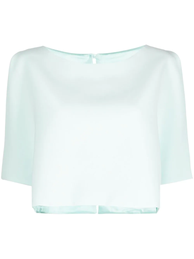 Fely Campo Short-sleeve Silk Blouse In Blue