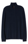 Nordstrom Cashmere Quarter Zip Pullover Sweater In Navy Blazer