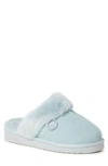 Fireside By Dearfoams Sydney Water Resistant Genuine Shearling Scuff Slipper In Blue Wash