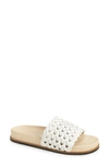 Rag & Bone Bailey Woven Suede Slide Sandals In Wht Leather
