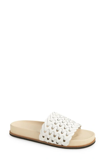 Rag & Bone Bailey Woven Suede Slide Sandals In Wht Leather