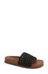 Rag & Bone Bailey Woven Suede Slide Sandals In Black