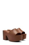 Larroude Miso Leather Platform Mules In Caramel