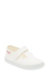 Cienta Kids' T-strap Sneaker In White Sparkle