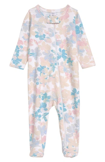 Nordstrom Print Cotton Footie In White Floral Buds