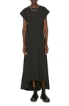 Frame Fitted Flare Organic Cotton Maxi Dress In Noir