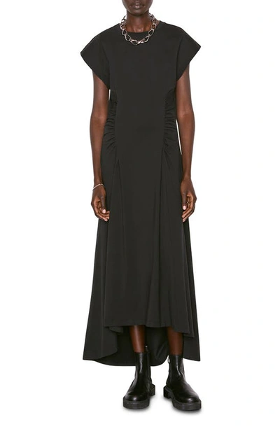 Frame Fitted Flare Organic Cotton Maxi Dress In Noir