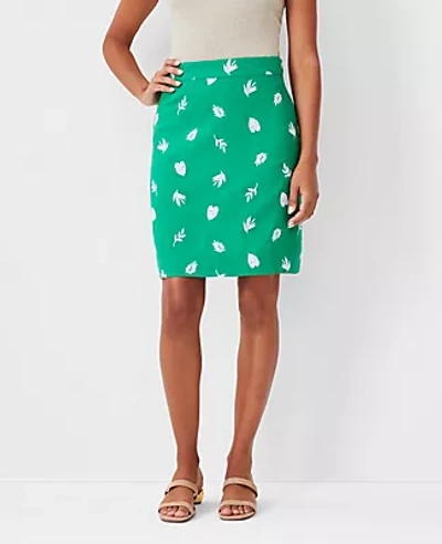 Ann Taylor Petite Embroidered A-line Skirt In Sweet Clover