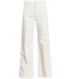 Veronica Beard Taylor High Waist Fray Hem Wide Leg Jeans In Ecru