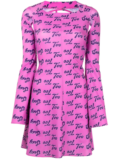 Natasha Zinko Slogan-print Short Dress In Pink And Purple