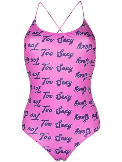 Natasha Zinko Too Sexy Print One-piece Swimsuit In Pink