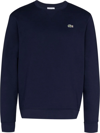 Lacoste Classic Logo-patch Cotton Sweatshirt In Blau