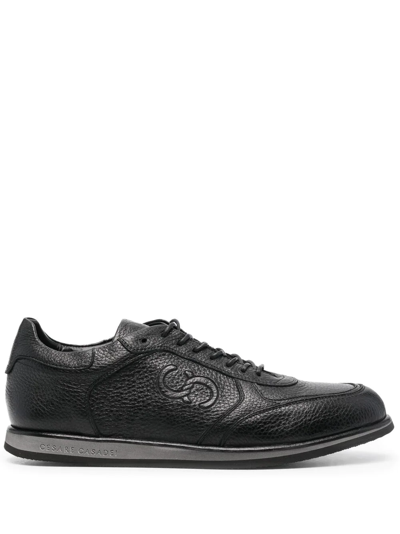 Casadei Debossed-logo Low-top Trainers In Black