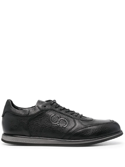 Casadei Debossed-logo Low-top Sneakers In Black