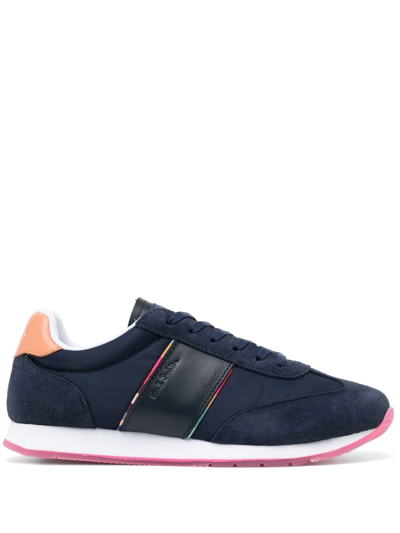 Paul Smith Embossed-logo Lace-up Trainers In Blue