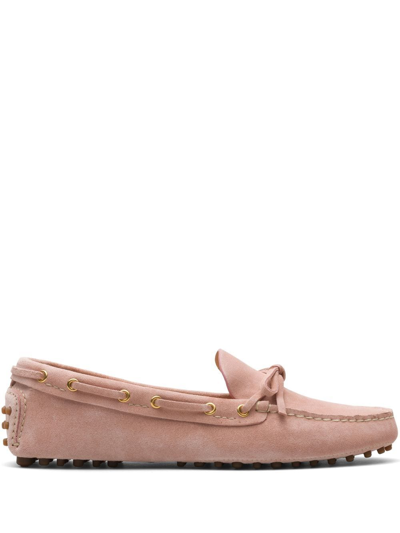 Car Shoe Suede Driving Shoes In Blush Pink