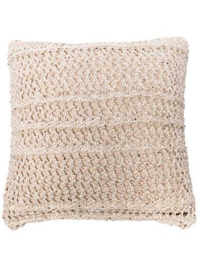 Brunello Cucinelli Sequin-detail Crochet Cushion In Neutrals