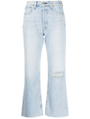 Rag & Bone Distressed Faded High-rise Kick-flare Jeans In Blau