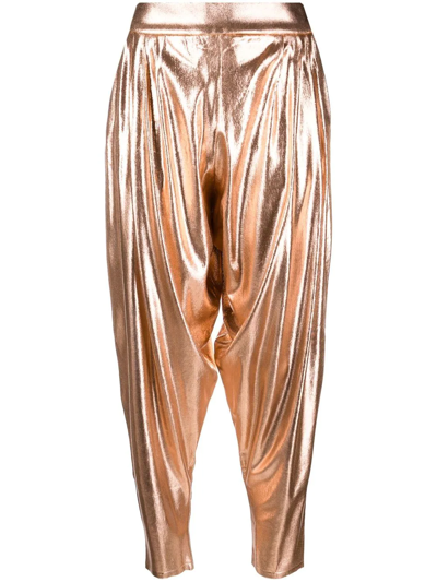 Tom Ford Lamé Tapered Trousers In Rosa
