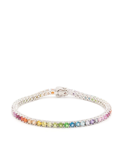 Hatton Labs Rainbow Crystal Sterling Silver Tennis Bracelet In Silver/multicolor