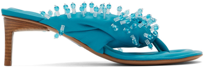 Jacquemus Bead-embellished 70mm Heeled Sandals In Blue