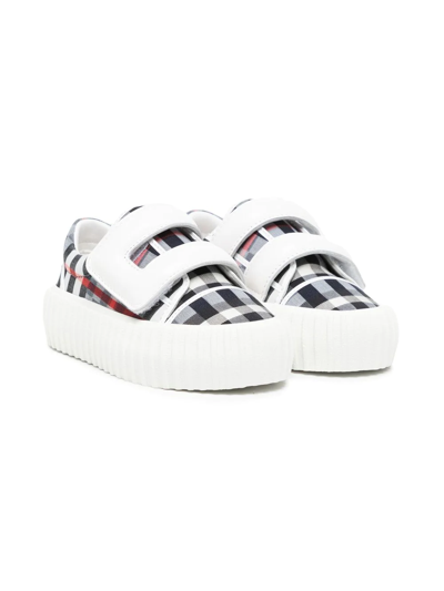 Burberry Kids' Vintage Check Cotton Sneakers In White