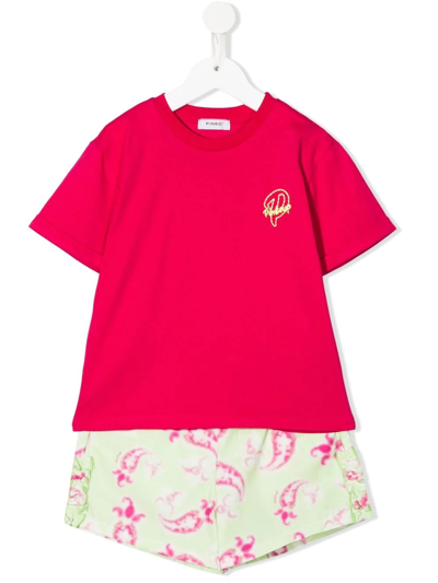Pinko Kids' Paisley-print Short Set In Pink