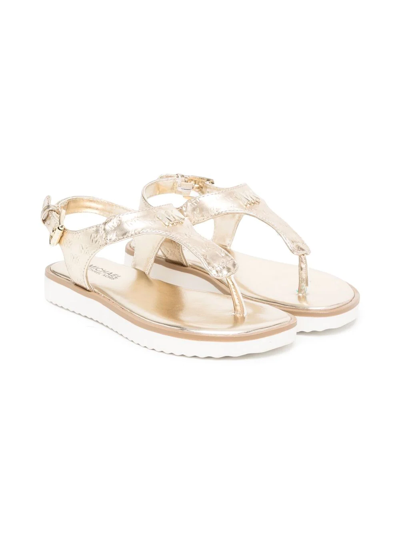 Michael Kors Kids' Logo-embossed Thong Sandals In Gold