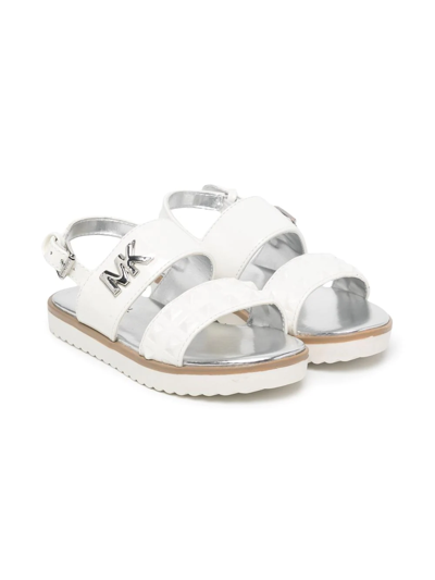 Michael Kors Kids' Raised Logo Slingback Sandals In White