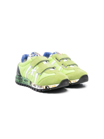 Premiata Kids' Lucy Touch-strap Sneakers In Green