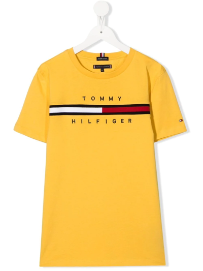 Tommy Hilfiger Junior Teen Embroidered Logo T-shirt In Yellow