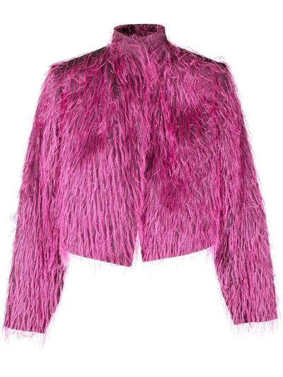 Pre-owned Saint Laurent Faux-fur Open-front Jacket In Pink