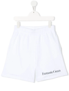 Msgm Teen Logo-print Cotton Shorts In White