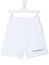 Msgm Teen Logo-print Cotton Shorts In White