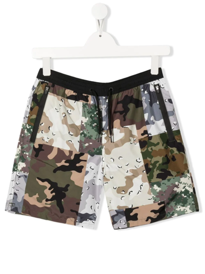 Mc2 Saint Barth Teen Camouflage-print Shorts In Green